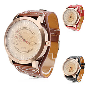 Fashionable Unisex's PU Analog Quartz Wrist Watch (Assorted Colors)