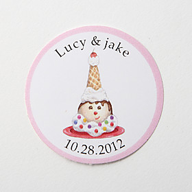 Personalized Round Favor Stickers – Icecream (Set of 36)