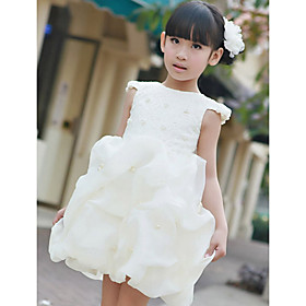 Ball Gown Bateau Beading Satin Knee-length Flower Girl Dress