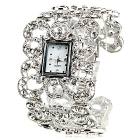 Women's Vintage Alloy Style Analog Quartz Bracelet Watch (Silver)