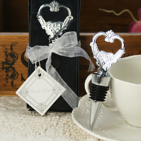 Heart Wine Stopper and Bottle Opener Wedding Favor