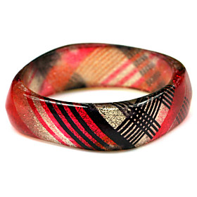 Ladies' Resin Round Bangles Classic Bracelet With Red And Black Veins