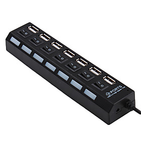 7-Port USB 2.0 High Speed Hub (Black)