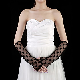 Lace Elbow Length Half Finger Party / Evening Gloves