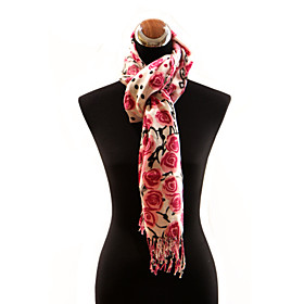 Elegant Silk Party / Evening Shawl With Pattern / Tassels