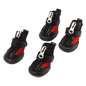 Protective Leather Mesh Style Zip and Velcro Boots for Dogs (XS-XL, Black)