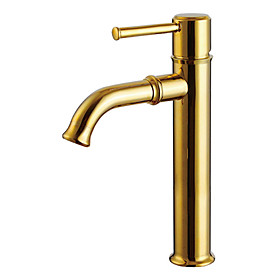 Ti-PVD Finish Solid Brass Bathroom Sink Faucet (Tall)