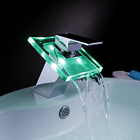 Color Changing LED Bathroom Sink Faucet (Waterfall)