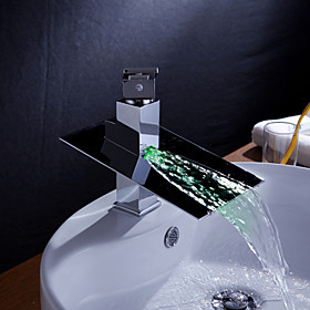 Color Changing LED Waterfall Bathroom Sink Faucet