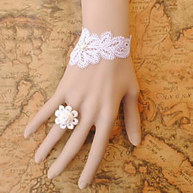 Handmade White Lace European Royal Style Princess Lolita with Flower Ring
