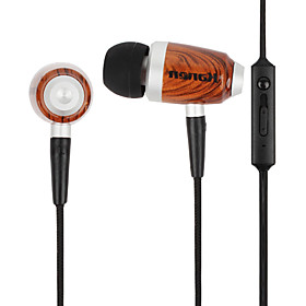 Kanen Wooden In Ear Earphone with Volume Control and Microphone for iPhone, iPad Other Cellphone