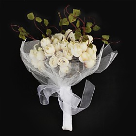Gorgeous Satin / Cotton Round Shape Wedding Bouquet