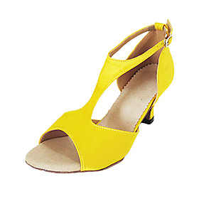 Customized Women's Silk T-Strap Latin / Ballroom Dance Performance Shoes With Buckle (More Colors)