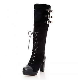 Leather Chunky Heel Platform Knee High Boots Party / Evening Shoes (More Colors)