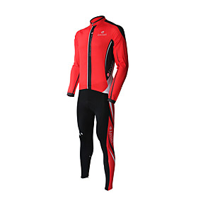 LYCIAN-Men's 100% Polyester Long Sleeve Cycling Suits(Red)