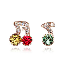 Delicate Platinum Plated Crystal Round Stud Earrings(More Colors)