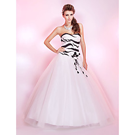 Ball Gown Sweetheart Floor-length Tulle Sequined Prom Dress