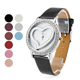 Women's Heart-Shaped PU Leather Style Analog Quartz Bracelet Watch (Assorted Colors)