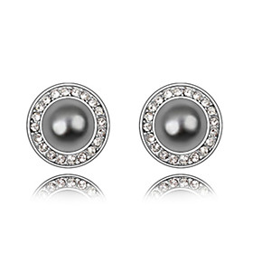 Platinum Plated Crystal Round Stud Earrings(More Colors)