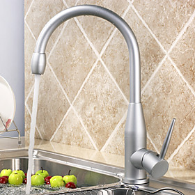 Modern Centerset Kitchen Faucet (Polished Aluminium Finish)