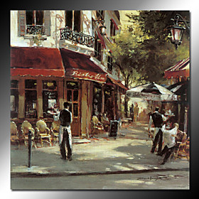 Printed People City Canvas Art with Stretched Frame