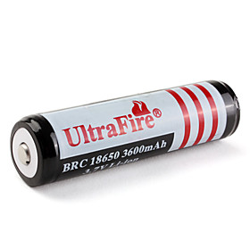 UltraFire Protected BRC 18650 3.7V Li-ion Rechargeable Battery (Black, 3600mAh)