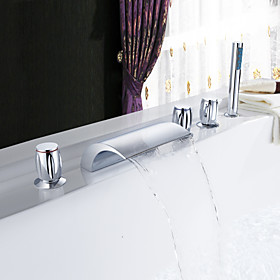 Sprinkle by Lightinthebox - Brass Waterfall Tub Faucet with Hand Shower (Three Handles)