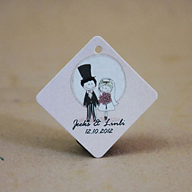 Personalized Rhombus Favor Tag - Cute Lovers (Set of 36)