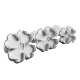 Four-Petal-Flower Cake and Cookie Cutter Mold with Plunger (3 Pieces)