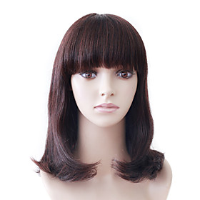 Capless Mono Top Medium Brown Wavy Human Human Hair Wig