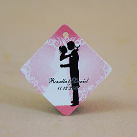 Personalized Rhombus Favor Tag - Wedding Romance (Set of 36)