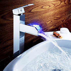 Sprinkle by Lightinthebox - Color Changing LED Waterall Bathroom Sink Faucet (Tall)