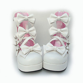 PU Leather 7.5cm High Heel Sweet Lolita Shoes with Bow