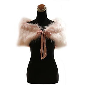Elegant Faux Fur With Ribbons Wedding / Special Occasion Shawl / Wrap