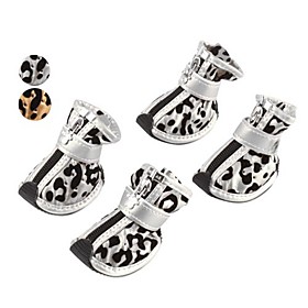 Metallic Leopard Pattern Style Velcro and Zip Boots for Dogs (XS-XL, Assorted Colors)