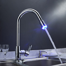 Sprinkle by Lightinthebox - Solid Brass Pull Down Kitchen Faucet with Color Changing LED Light