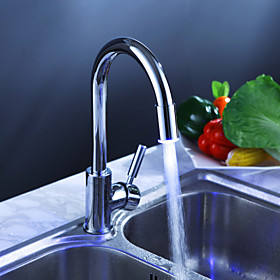 Chrome Finish Kitchen Faucet with Color Changing LED Light