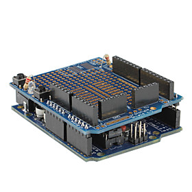Arduino UNO Board, Prototype Shield, Medium Breadboard, Breadboard Jumper Wires and USB Cable Set