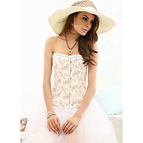 Gorgeous Cotton With Printing Strapless Front Busk Closure Corsets Shapewear