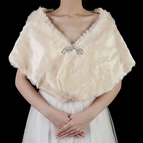 Gorgeous Faux Fur Wedding / Special Occasion Shawl / Wrap With Rhinestone (More Colors)