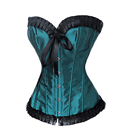 Cotton/Polyester With Bowknot/Ruffles Strapless Front Busk Closure Corsets Shapewear