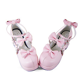 Handmade Pink PU Leather 7.5cm High Heel Punk Lolita Shoes