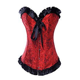 Cotton/Polyester With Ruffles/Bowknot Strapless Front Busk Closure Corsets Shapewear