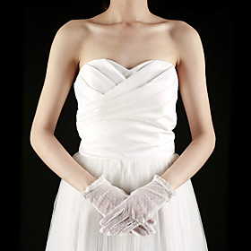 Lace Fingertips Wrist Length Bridal Gloves (More Colors)