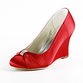 Beautiful Satin Wedge Heel Wedges Women's Shoes Wedding / Party Shoes With Ruffles