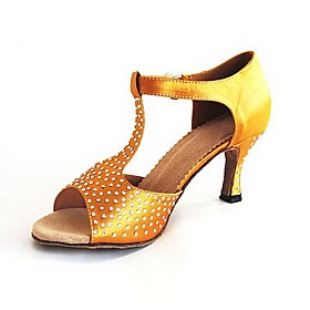 Customized Satin T-Strap Latin / Ballroom Dance Performance Shoes With Buckle (More Colors)