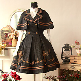 Cool Sleeveless Knee-length Double-Breasted Uniform Cloth Sailor Lolita Dress
