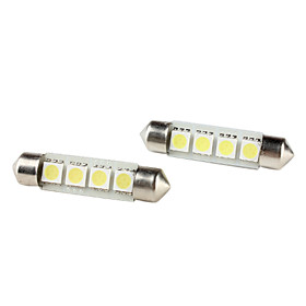41mm 5050 SMD 4-LED White Light Festoon Bulbs for Car (DC 12V, 2-Pack)