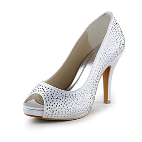 Satin Stiletto Heel Peep Toe Pumps With Crystal Wedding / Party Shoes (More Colors)