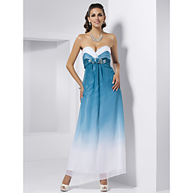 Sheath/Column Strapless Sweetheart Ankle-length Chiffon Evening Dress With Flowers